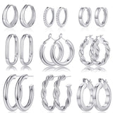 9 Pairs Gold Hoop Earrings for Women