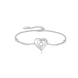 Personalized 925 Sterling Silver initial Charm Alphabet Jewelry| Heart Initial Bracelets for Women