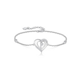 Personalized 925 Sterling Silver initial Charm Alphabet Jewelry| Heart Initial Bracelets for Women