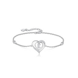 Personalized 925 Sterling Silver initial Charm Alphabet Jewelry| Heart Initial Bracelets for Women,