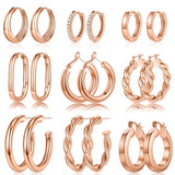 9 Pairs Gold Hoop Earrings for Women