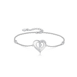 Personalized 925 Sterling Silver initial Charm Alphabet Jewelry| Heart Initial Bracelets for Women