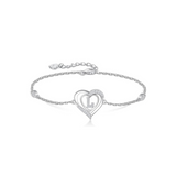 Personalized 925 Sterling Silver initial Charm Alphabet Jewelry| Heart Initial Bracelets for Women