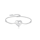 Personalized 925 Sterling Silver initial Charm Alphabet Jewelry| Heart Initial Bracelets for Women