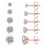 5 Pairs Stud Earrings Set, Hypoallergenic Cubic Zirconia