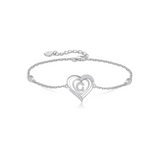 Personalized 925 Sterling Silver initial Charm Alphabet Jewelry| Heart Initial Bracelets for Women,