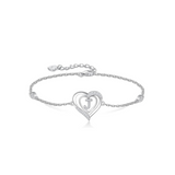 Personalized 925 Sterling Silver initial Charm Alphabet Jewelry| Heart Initial Bracelets for Women