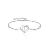 Personalized 925 Sterling Silver initial Charm Alphabet Jewelry| Heart Initial Bracelets for Women