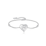 Personalized 925 Sterling Silver initial Charm Alphabet Jewelry| Heart Initial Bracelets for Women