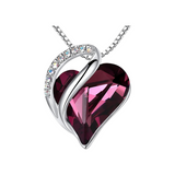 Leafael Necklaces for Women, Infinity Love Heart Pendant with Birthstone Crystals| 02a-february-amethyst-pink