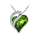 Leafael Necklaces for Women, Infinity Love Heart Pendant with Birthstone Crystals| 08a-august-peridot-green