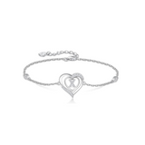 Personalized 925 Sterling Silver initial Charm Alphabet Jewelry| Heart Initial Bracelets for Women