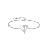 Personalized 925 Sterling Silver initial Charm Alphabet Jewelry| Heart Initial Bracelets for Women