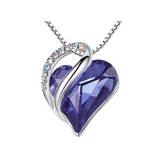 Leafael Necklaces for Women, Infinity Love Heart Pendant with Birthstone Crystals| 02b-february-tanzanite-purple