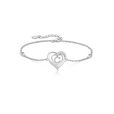 Personalized 925 Sterling Silver initial Charm Alphabet Jewelry| Heart Initial Bracelets for Women,