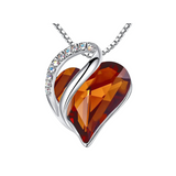 Leafael Necklaces for Women, Infinity Love Heart Pendant with Birthstone Crystals| 15-stress-relief-dark-topaz-brown