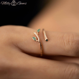 21k gold plated/ 925 sterling silver sterling silver Ivy Ring, Green Leaf Ring