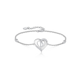 Personalized 925 Sterling Silver initial Charm Alphabet Jewelry| Heart Initial Bracelets for Women,