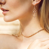 14k Gold Plated Double Linear Drop Statement Earrings