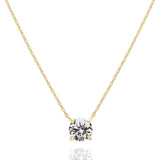 14K Gold Plated Crystal Solitaire 1.5 Carat  Dainty Choker Necklace | Gold Necklaces for Women