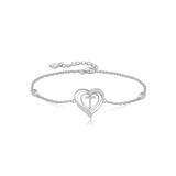 Personalized 925 Sterling Silver initial Charm Alphabet Jewelry| Heart Initial Bracelets for Women