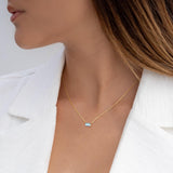 Trendy 14K Gold Plated CZ Chain Pendant - Dainty Birthstone Necklace for Women