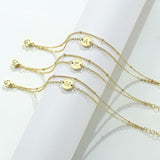 Dainty 16K Gold Plated Layered Beaded Letter Initial Bracelet| Gold Initial Bracelets for Women Girls