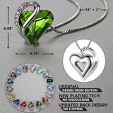 Leafael Necklaces for Women, Infinity Love Heart Pendant with Birthstone Crystals| 08a-august-peridot-green