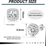 925 Sterling Silver Cubic Zirconia Stud Earrings Round Square Diamonique Stud Earrings