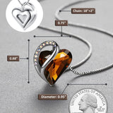 Leafael Necklaces for Women, Infinity Love Heart Pendant with Birthstone Crystals| 15-stress-relief-dark-topaz-brown