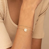 Dainty 16K Gold Plated Layered Beaded Letter Initial Bracelet| Gold Initial Bracelets for Women Girls