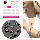 Leafael Necklaces for Women, Infinity Love Heart Pendant with Birthstone Crystals| 02a-february-amethyst-pink