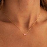 Trendy 14K Gold Plated CZ Chain Pendant - Dainty Birthstone Necklace for Women