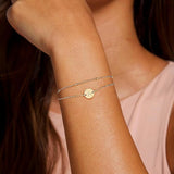 Dainty 16K Gold Plated Layered Beaded Letter Initial Bracelet| Gold Initial Bracelets for Women Girls