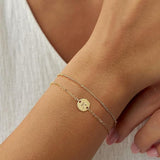 Dainty 16K Gold Plated Layered Beaded Letter Initial Bracelet| Gold Initial Bracelets for Women Girls