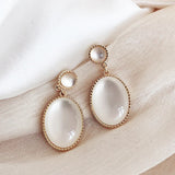 Small Fresh Geometric Eardrop  Moonlight Cat's Eye Stone Earrings