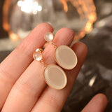 Small Fresh Geometric Eardrop  Moonlight Cat's Eye Stone Earrings