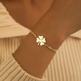 Classic Lucky Clovers Pendant Hip Hop Bracelet For Women