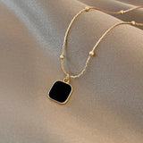 Necklaces Black Minimalist Square Pendant Choker Chains Fashion Necklace