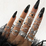 21pcs Set Punk Style Butterfly Heart And Multi-element Snake Rings Set