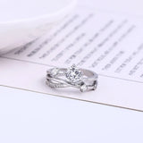 Double Layer Luxurious Sparkling Zircon Opening Ring Bride Wedding Jewelry