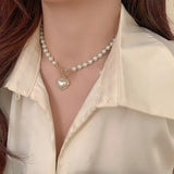 Pearl White Mermaid T-buckle Pendant Necklaces for Women