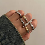 8 Pcs Chunky Open Smooth Surface Rings Set