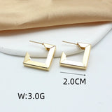 New Trend Geometric Square Gold Color Metal Stud Earrings