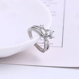 Double Layer Luxurious Sparkling Zircon Opening Ring Bride Wedding Jewelry