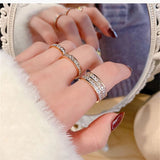 Luxury Square Zircon Stainless Steel Ring Women's Romantic Engagement rings