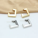 New Trend Geometric Square Gold Color Metal Stud Earrings