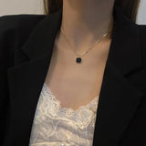 Necklaces Black Minimalist Square Pendant Choker Chains Fashion Necklace