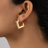 New Trend Geometric Square Gold Color Metal Stud Earrings