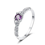 Sterling Silver Light Luxury Style Amethyst Zirconia Women's Ring